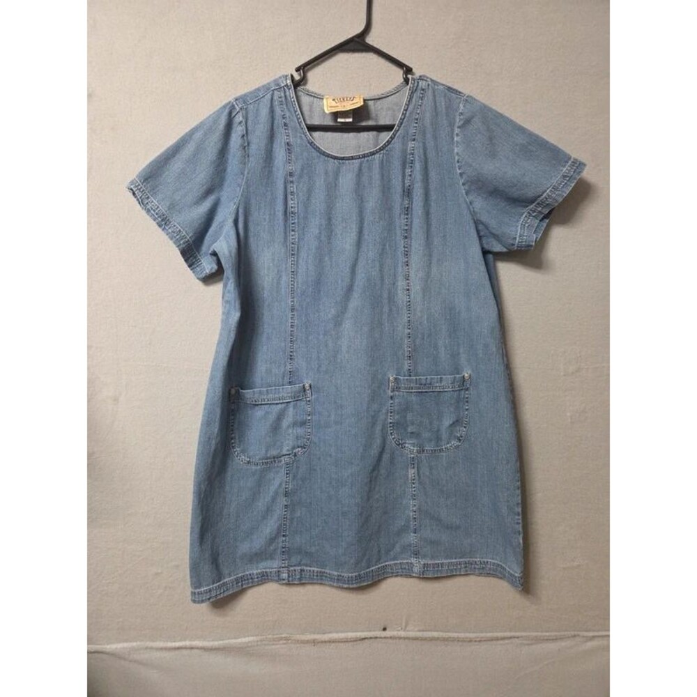 Vintage 90s Tickets Clothing Denim Short Sleeve Dress Size 16